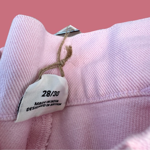 'Addison' High Waisted Organic Cotton Twill Trousers in Pink - Picture 4 of 5